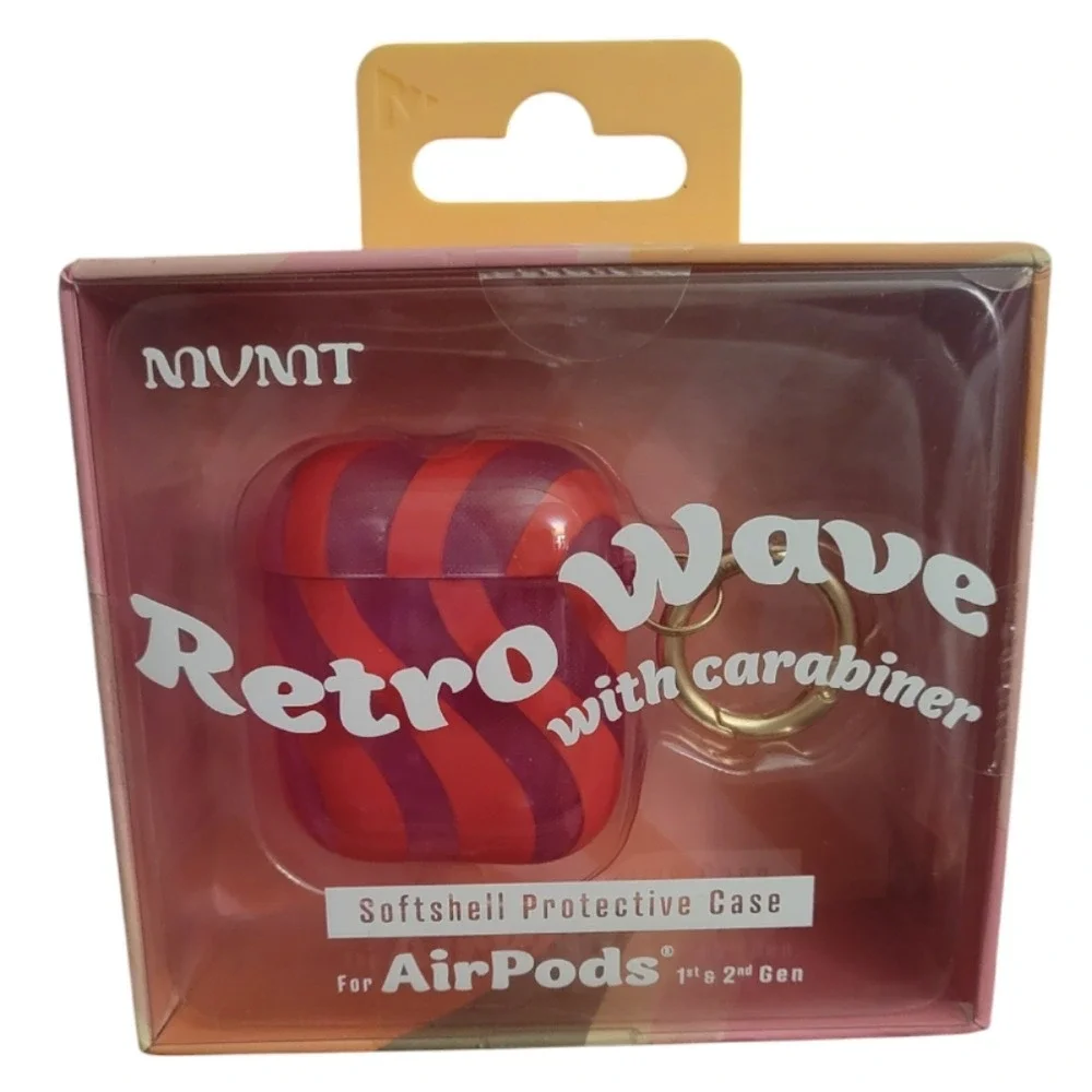 MVMT Retro Wave AirPods Case 1st 2nd Gen Softshell Protective‎ Red Purple Wavy